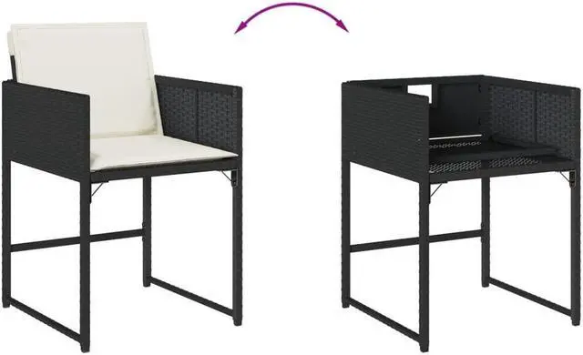 Alt view image 3 of 6 - vidaXL Patio Dining Set with Cushions Outdoor Garden 15 Piece Black Poly Rattan