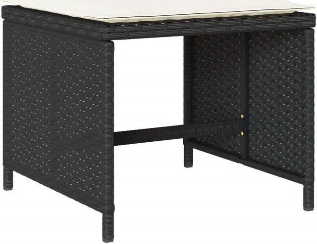 Alt view image 5 of 5 - vidaXL Patio Dining Set with Cushions Garden Furniture 9 Piece Black Poly Rattan