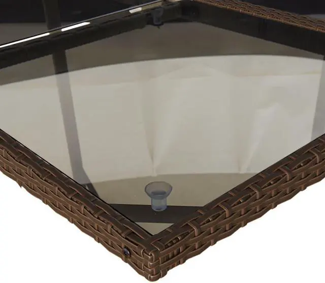 Alt view image 5 of 6 - vidaXL Patio Dining Set with Cushions Furniture 9 Piece Brown Poly Rattan