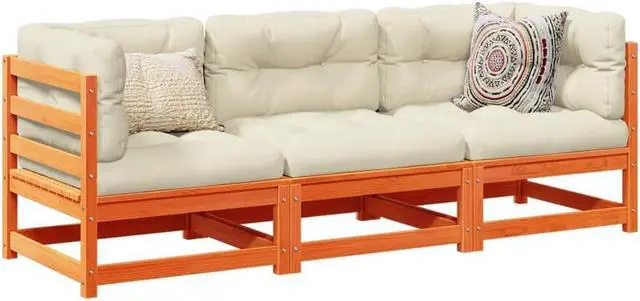 Main image of vidaXL Patio Sofa Set Outdoor Conversation 3 Piece Wax Brown Solid Wood Pine