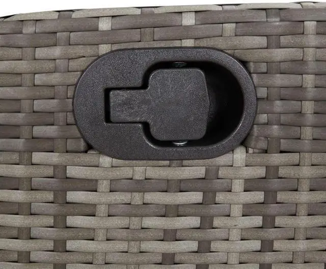 Alt view image 6 of 6 - vidaXL Patio Dining Set with Cushions Outdoor Furniture 7 Piece Gray Poly Rattan