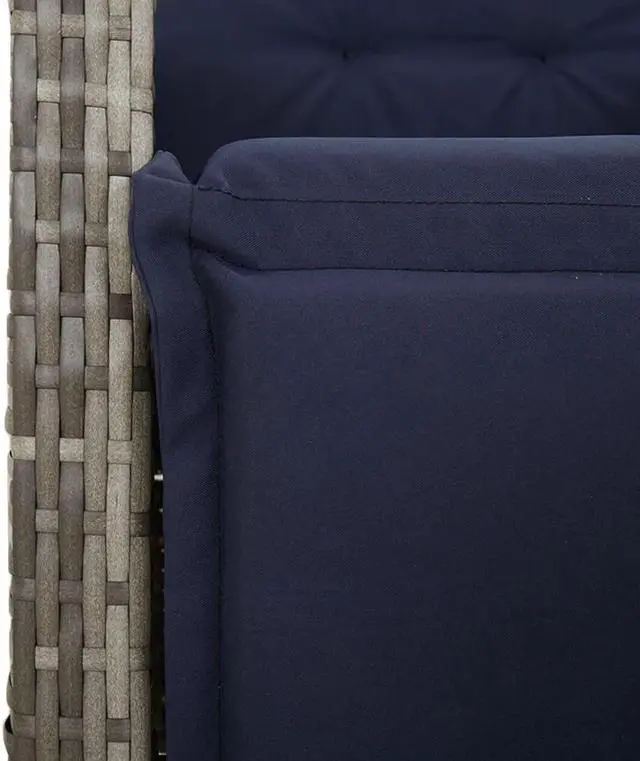 Alt view image 5 of 6 - vidaXL Patio Dining Set with Cushions Outdoor Furniture 7 Piece Gray Poly Rattan