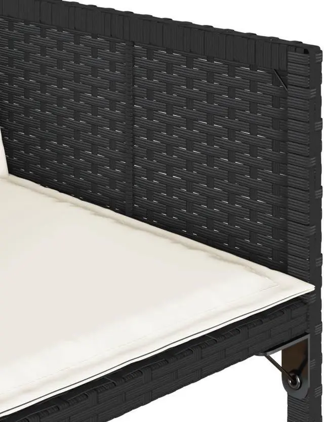 Alt view image 5 of 6 - vidaXL Patio Dining Set with Cushions Table and Chairs 7 Piece Black Poly Rattan