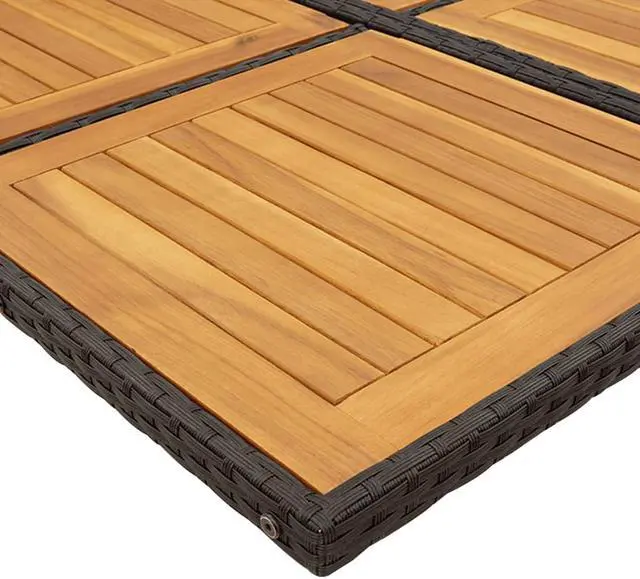 Alt view image 6 of 6 - vidaXL Patio Dining Set with Cushions Table and Chairs 7 Piece Black Poly Rattan