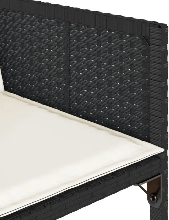 Alt view image 6 of 6 - vidaXL Patio Dining Set with Cushions Table and Chairs 7 Piece Black Poly Rattan