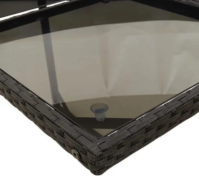 Alt view image 5 of 6 - vidaXL Patio Dining Set with Cushions Table and Chairs 7 Piece Black Poly Rattan