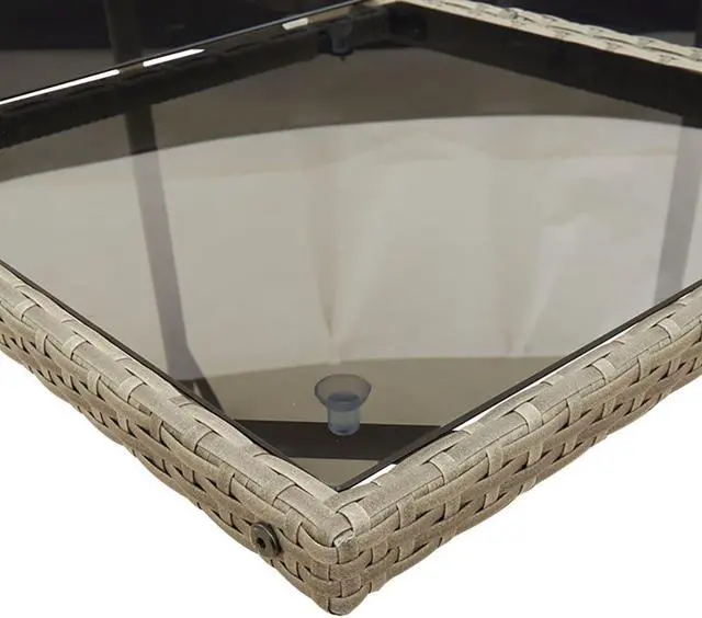 Alt view image 6 of 6 - vidaXL Patio Dining Set with Cushions Garden Furniture 7 Piece Gray Poly Rattan