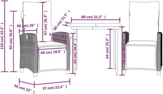 Alt view image 4 of 6 - vidaXL Patio Dining Set with Cushions Garden Furniture 3 Piece Beige Poly Rattan