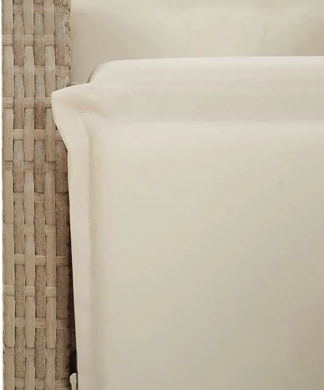 Alt view image 5 of 6 - vidaXL Patio Dining Set with Cushions Garden Furniture 5 Piece Beige Poly Rattan