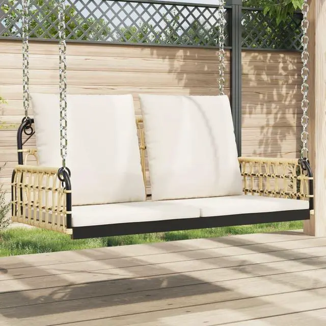 Main image of vidaXL Swing Bench with Cushions Hammock Chair Outdoor Poly Rattan and Steel