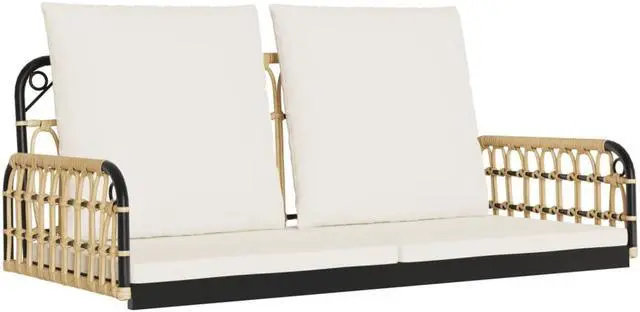 Alt view image 3 of 6 - vidaXL Swing Bench with Cushions Hammock Chair Outdoor Poly Rattan and Steel