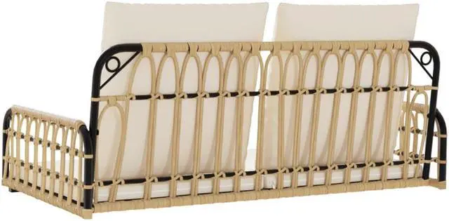 Alt view image 5 of 6 - vidaXL Swing Bench with Cushions Hammock Chair Outdoor Poly Rattan and Steel