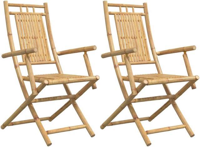 Alt view image 3 of 6 - vidaXL Folding Patio Chairs Seating Garden Outdoor Furniture 2 Pcs Bamboo