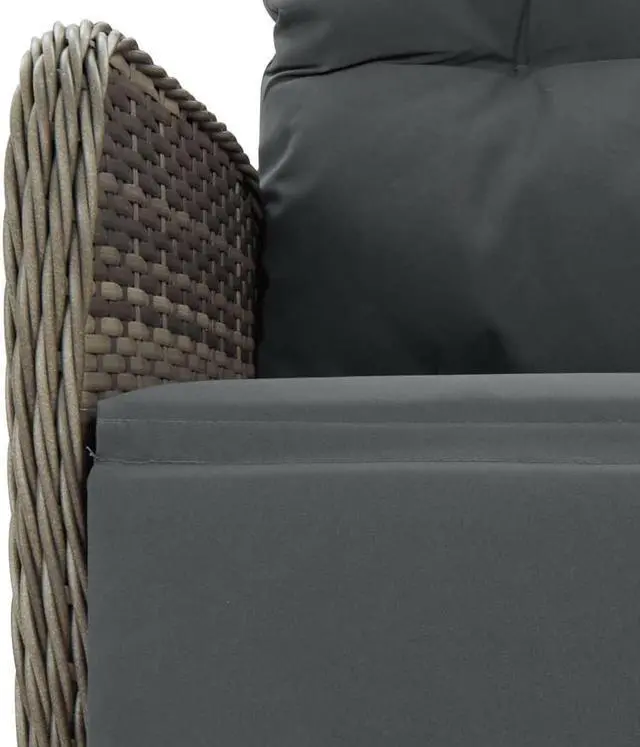 Alt view image 6 of 6 - vidaXL Patio Dining Set with Cushions Garden Furniture 9 Piece Gray Poly Rattan