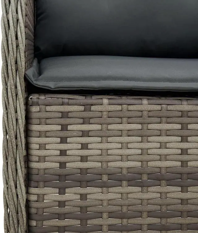 Alt view image 5 of 6 - vidaXL Patio Dining Set with Cushions Garden Furniture 9 Piece Gray Poly Rattan