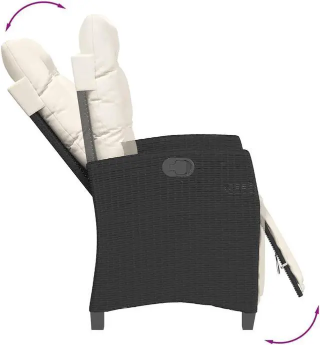 Alt view image 3 of 6 - vidaXL Patio Dining Set with Cushions Garden Furniture 9 Piece Black Poly Rattan