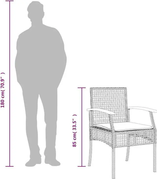 Alt view image 4 of 7 - vidaXL Patio Chairs with Cushions Outdoor 2 Pcs Black Poly Rattan Acacia Wood