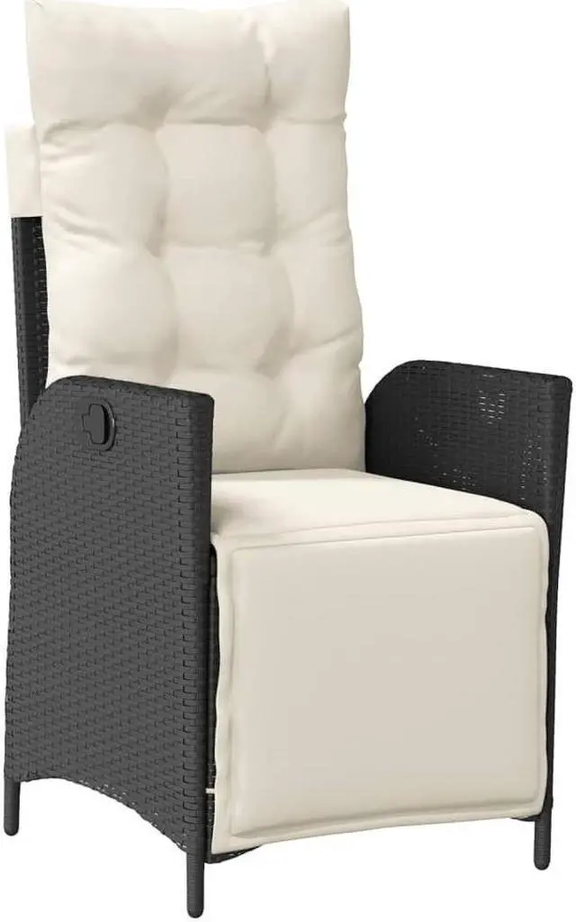 Alt view image 3 of 7 - vidaXL Reclining Patio Chair with Footrest Outdoor Furniture Black Poly Rattan