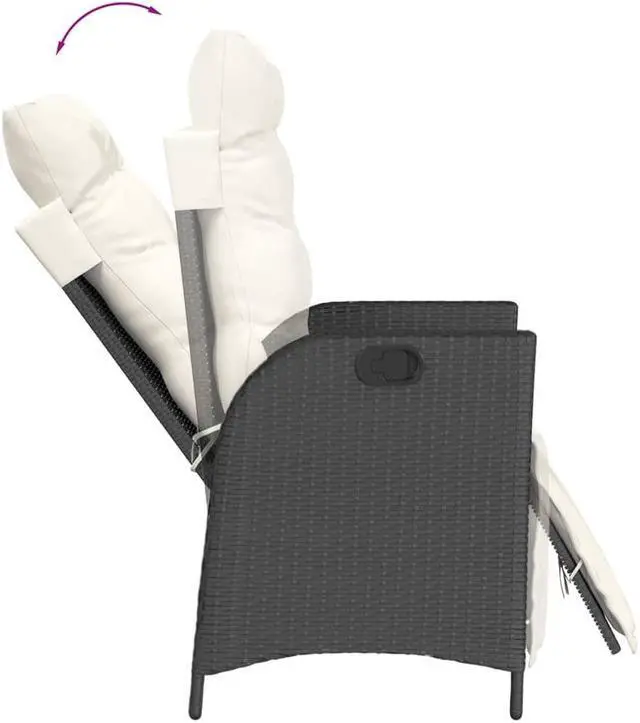 Alt view image 7 of 7 - vidaXL Reclining Patio Chair with Footrest Outdoor Furniture Black Poly Rattan