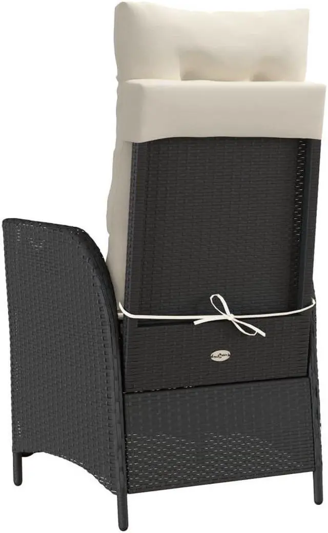 Alt view image 6 of 7 - vidaXL Reclining Patio Chair with Footrest Outdoor Furniture Black Poly Rattan