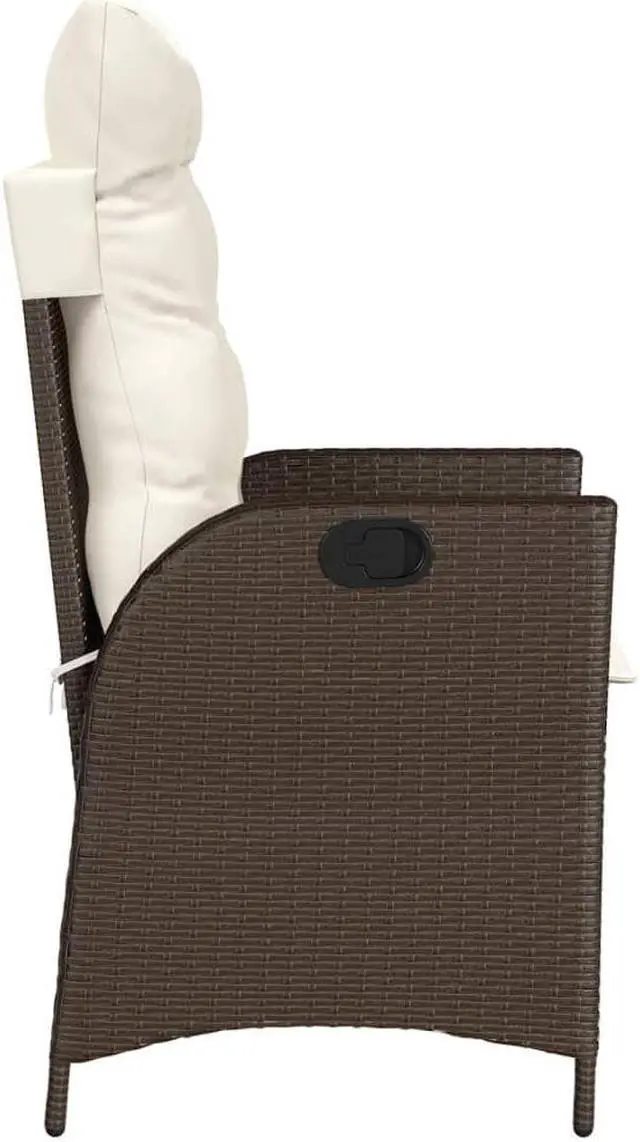 Alt view image 6 of 7 - vidaXL Reclining Patio Chairs with Cushions Furniture 2 Pcs Brown Poly Rattan
