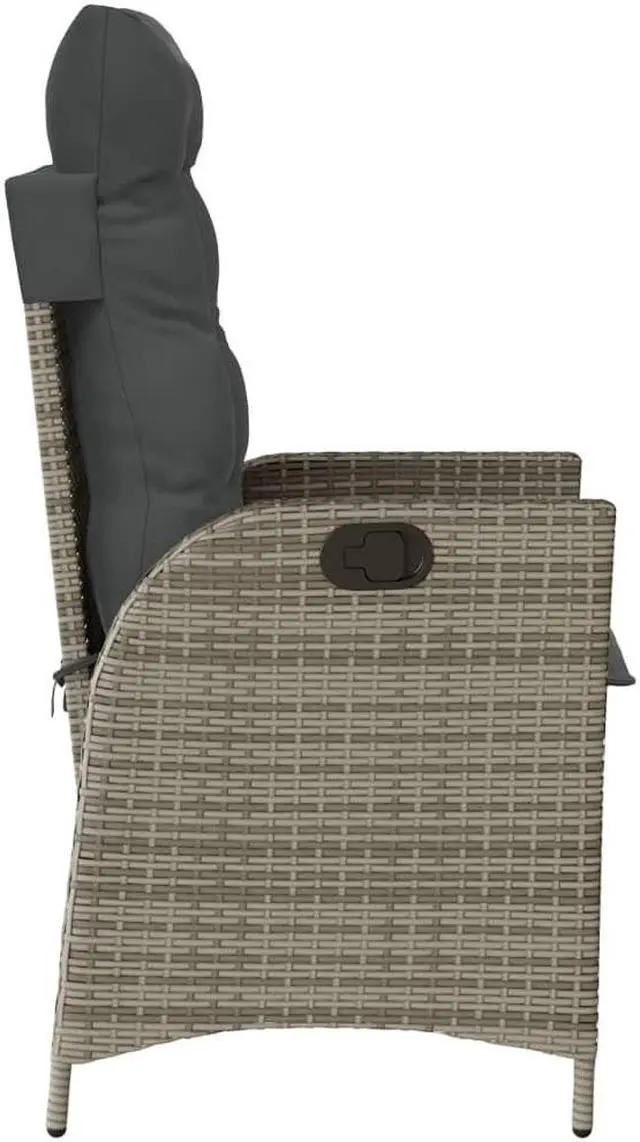 Alt view image 6 of 7 - vidaXL Reclining Patio Chairs with Cushions Furniture 2 Pcs Gray Poly Rattan