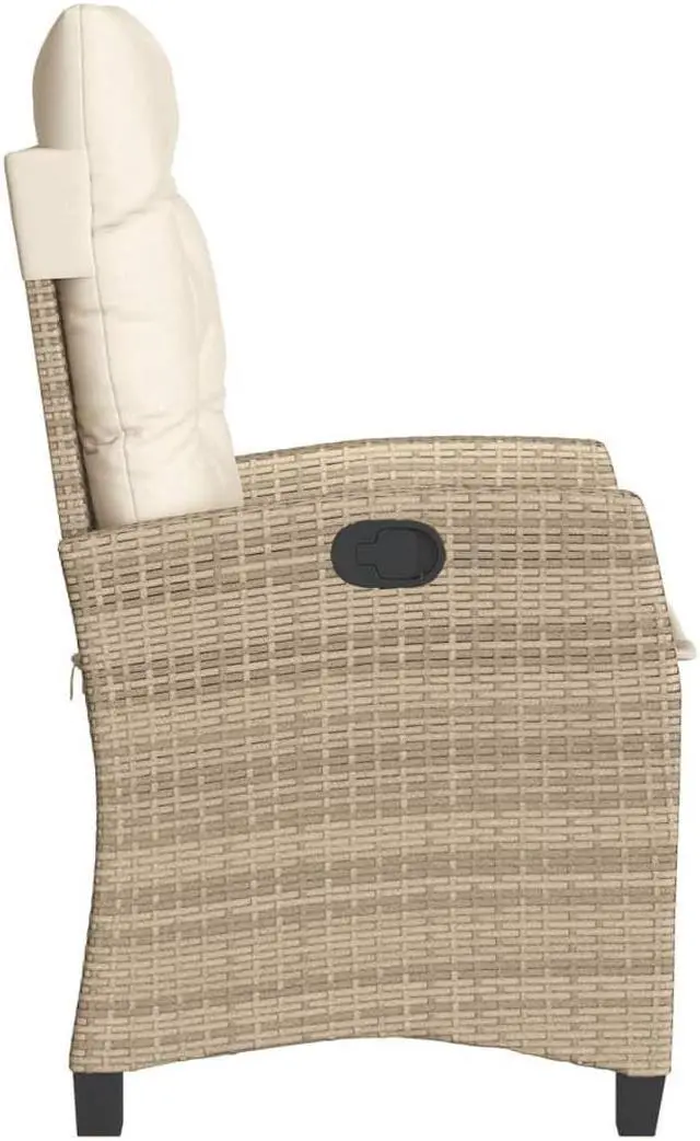 Alt view image 6 of 7 - vidaXL Reclining Patio Chairs with Cushions Furniture 2 Pcs Beige Poly Rattan