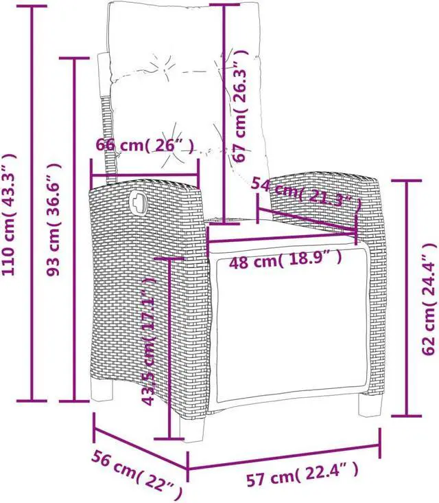 Alt view image 4 of 7 - vidaXL Reclining Patio Chairs with Footrest Furniture 2 Pcs Gray Poly Rattan