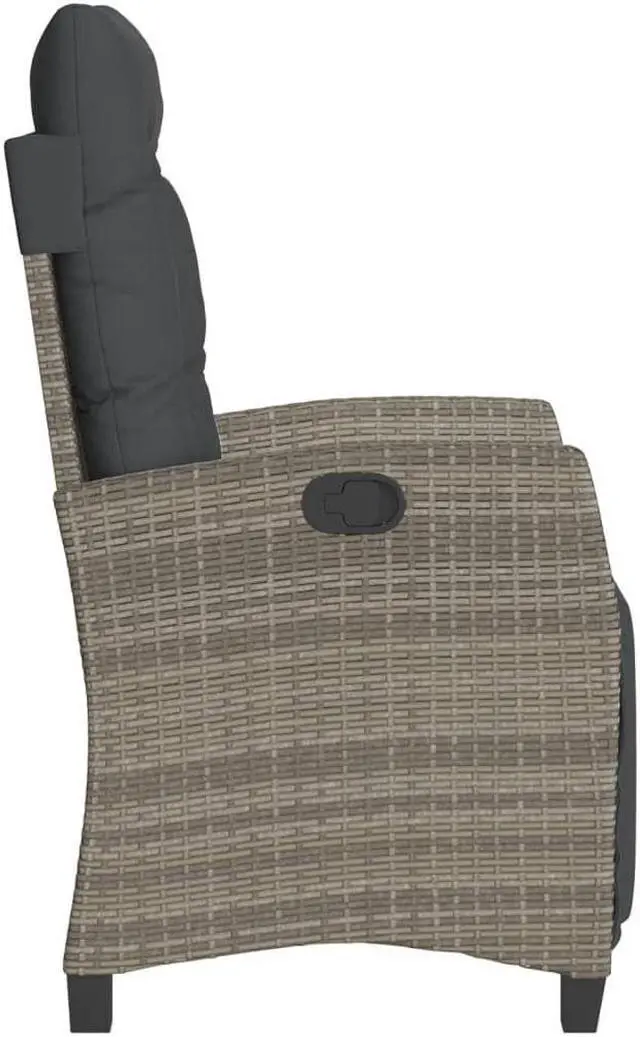 Alt view image 6 of 7 - vidaXL Reclining Patio Chairs with Footrest Furniture 2 Pcs Gray Poly Rattan