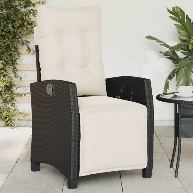Alt view image 2 of 7 - vidaXL Reclining Patio Chairs with Footrest Furniture 2 Pcs Black Poly Rattan