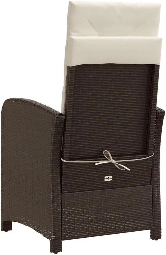 Alt view image 5 of 7 - vidaXL Reclining Patio Chairs with Footrest Furniture 2 Pcs Brown Poly Rattan