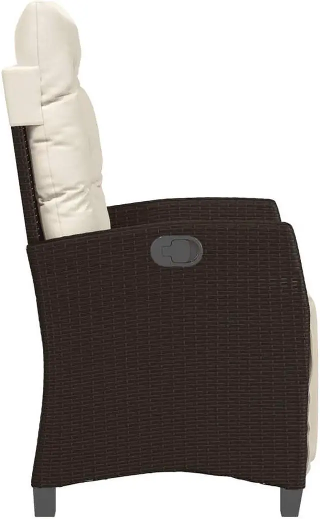 Alt view image 6 of 7 - vidaXL Reclining Patio Chairs with Footrest Furniture 2 Pcs Brown Poly Rattan