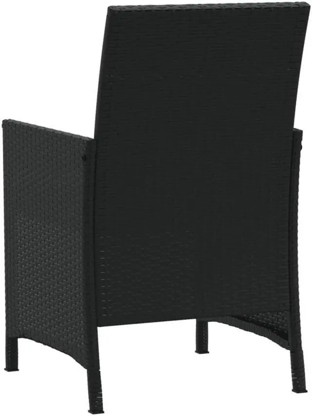 Alt view image 5 of 7 - vidaXL Bistro Set with Cushions Patio Furniture 3 Piece Black Poly Rattan
