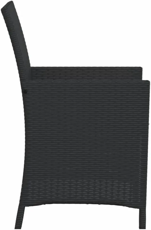 Alt view image 7 of 7 - vidaXL Bistro Set with Cushions Patio Furniture 3 Piece Black Poly Rattan