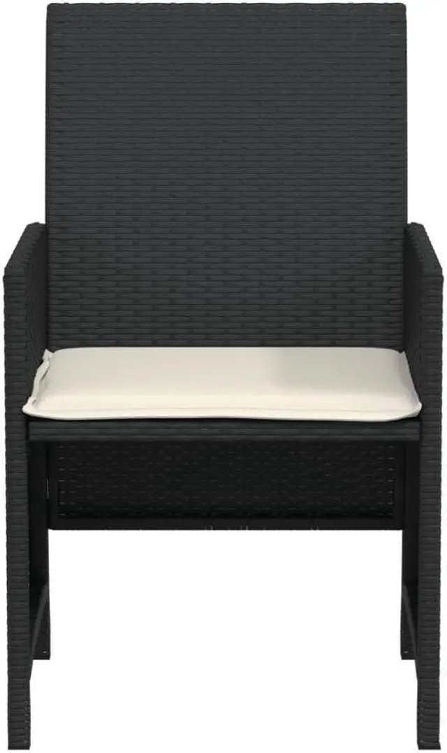 Alt view image 6 of 7 - vidaXL Bistro Set with Cushions Patio Furniture 3 Piece Black Poly Rattan