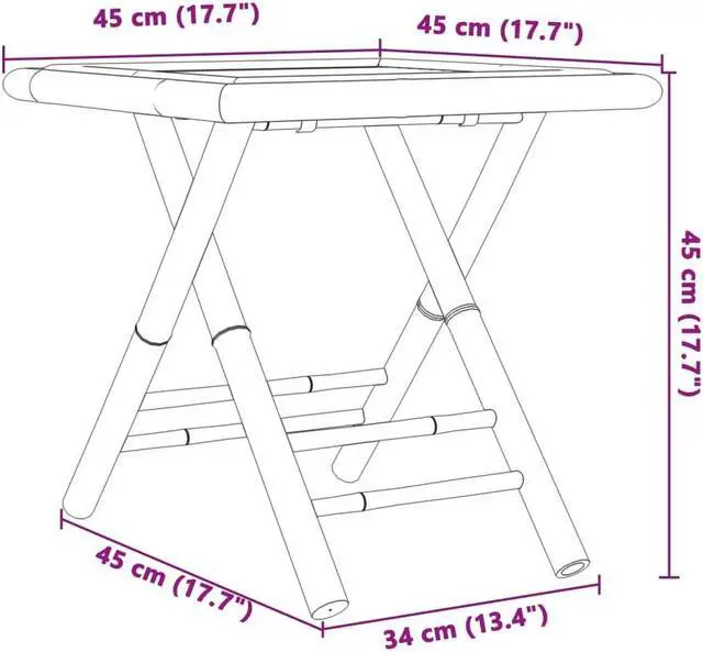 Alt view image 4 of 7 - vidaXL Folding Patio Table Garden Outdoor Courtyard Greenhouse Furniture Bamboo