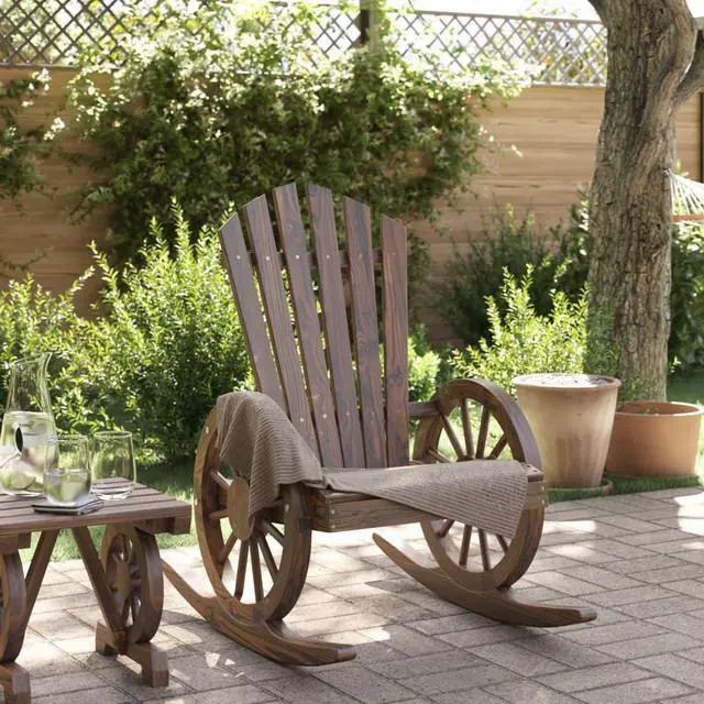 Alt view image 2 of 6 - vidaXL Rocking Adirondack Chair Chaise Lounge Outdoor Seating Solid Wood Fir