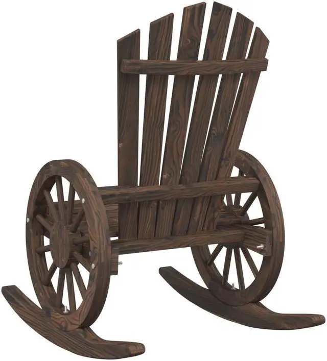 Alt view image 5 of 6 - vidaXL Rocking Adirondack Chair Chaise Lounge Outdoor Seating Solid Wood Fir