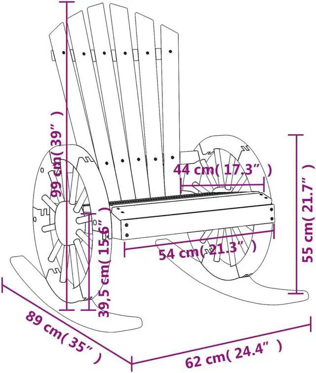 Alt view image 4 of 6 - vidaXL Rocking Adirondack Chair Chaise Lounge Outdoor Seating Solid Wood Fir