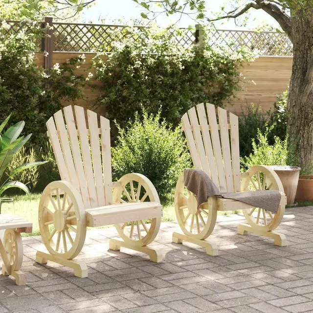 Alt view image 2 of 6 - vidaXL Patio Adirondack Chairs Chaise Lounge Seating 2 Pcs Solid Wood Fir