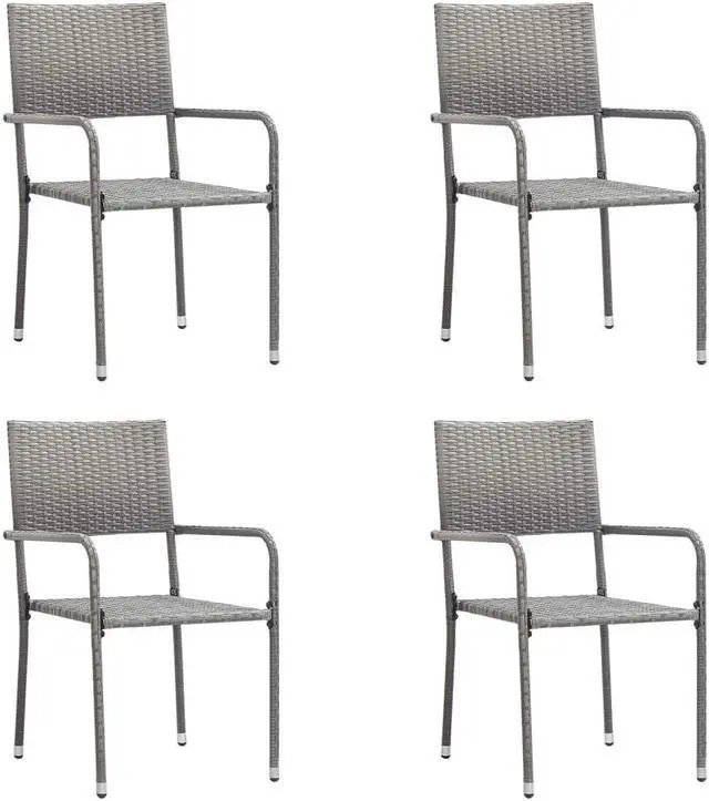 Alt view image 3 of 6 - vidaXL Patio Dining Set Bistro Set 5 Piece Gray and Black Poly Rattan and Steel