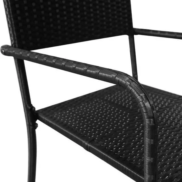 Alt view image 6 of 6 - vidaXL Patio Dining Set Table and Chairs 5 Piece Black Poly Rattan and Steel