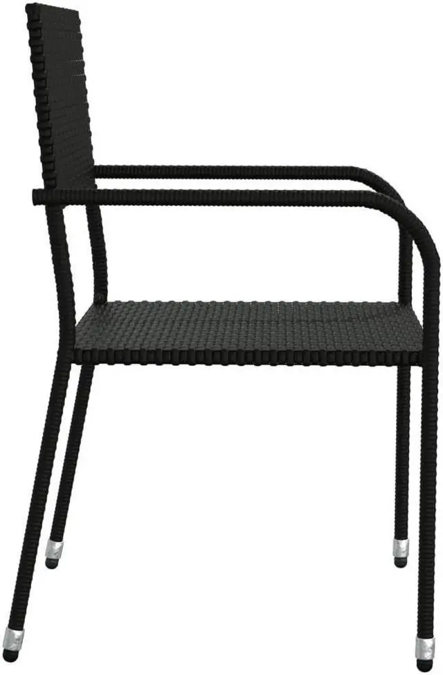 Alt view image 5 of 6 - vidaXL Patio Dining Set Table and Chairs 5 Piece Black Poly Rattan and Steel