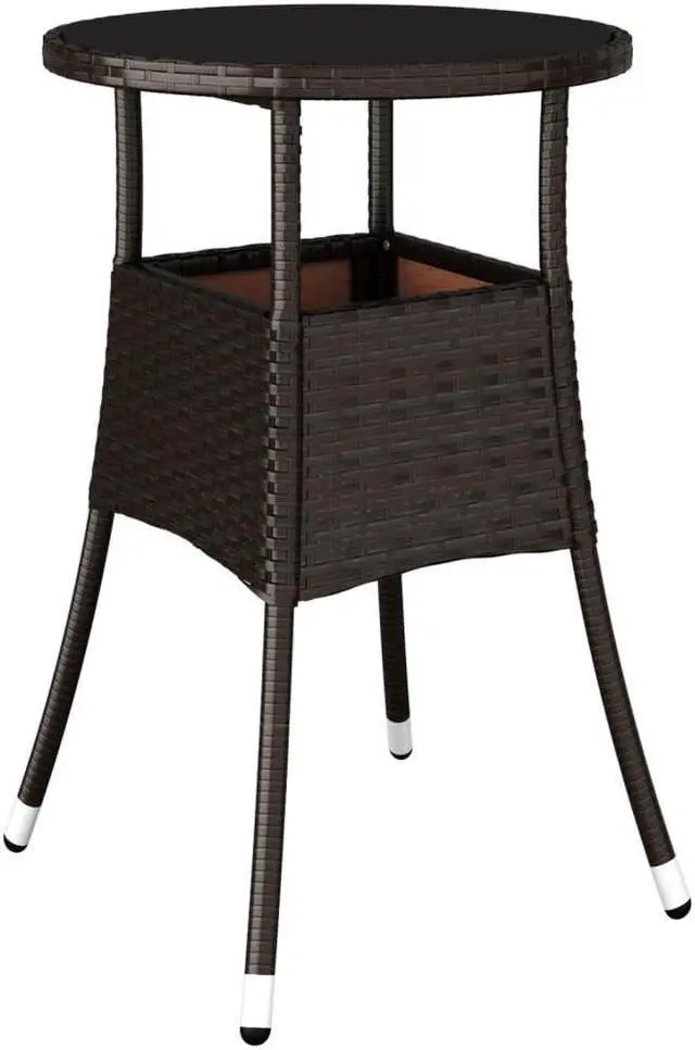 Alt view image 5 of 6 - vidaXL Patio Bistro Set with Cushions Furniture 5 Piece Brown Poly Rattan