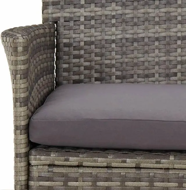 Alt view image 5 of 6 - vidaXL Patio Bistro Set with Cushions Outdoor Furniture 3 Piece Gray Poly Rattan