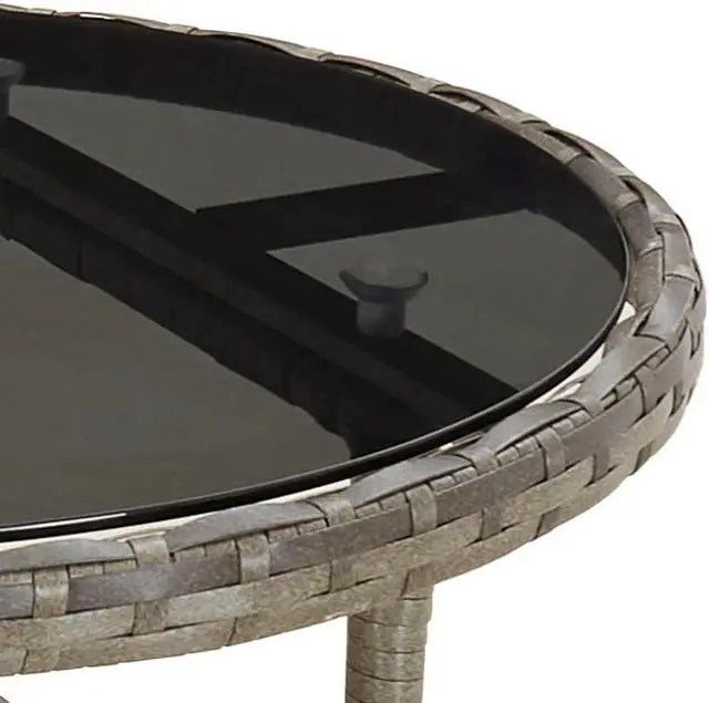 Alt view image 6 of 6 - vidaXL Patio Bistro Set with Cushions Outdoor Furniture 5 Piece Gray Poly Rattan