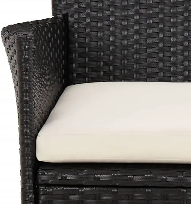 Alt view image 6 of 6 - vidaXL Patio Bistro Set with Cushions Furniture 3 Piece Black Poly Rattan