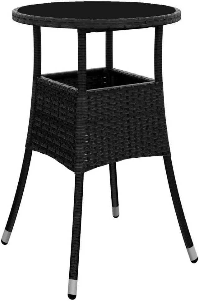 Alt view image 5 of 6 - vidaXL Patio Bistro Set with Cushions Furniture 3 Piece Black Poly Rattan