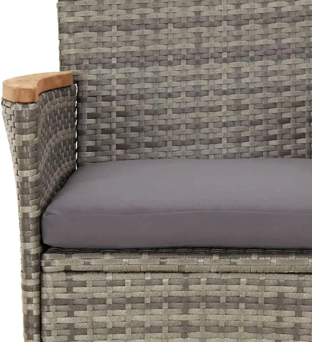 Alt view image 5 of 6 - vidaXL Patio Dining Set with Cushions Outdoor Furniture 9 Piece Gray Poly Rattan