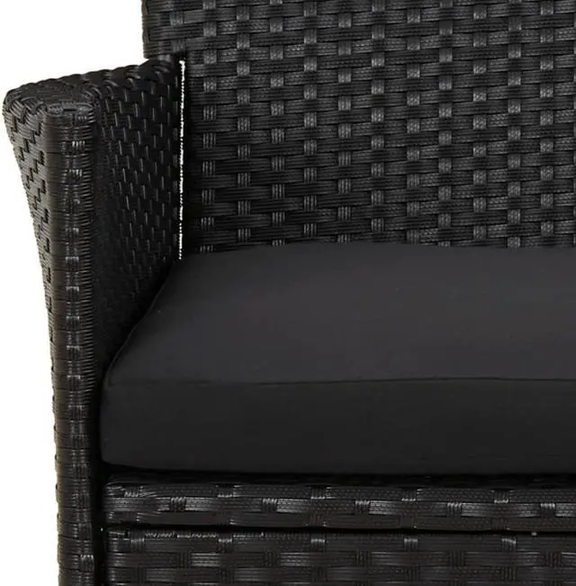 Alt view image 5 of 6 - vidaXL Patio Dining Set with Cushions Furniture 9 Piece Black Poly Rattan